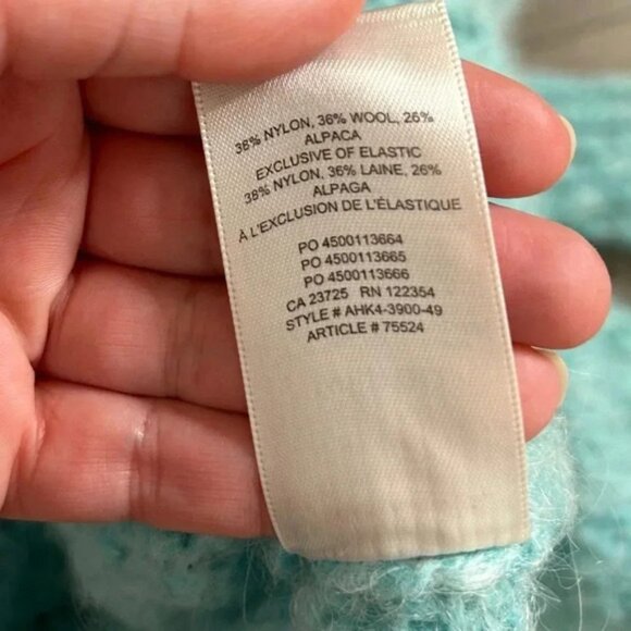 Aritzia Wilfred Lune Sweater Knit Cropped Crewneck Wool Oceanic Teal blue XS - Picture 14 of 14